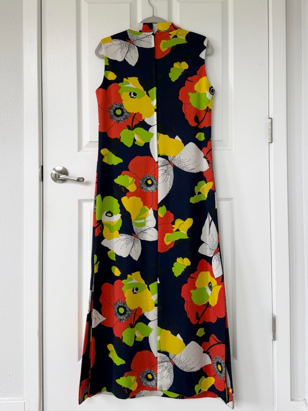 60’s 70’s Mod Vintage Psychedelic Poppy & Butterfly Printed Maxi Dress & Belt - Picture 2 of 7